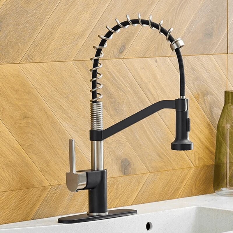 Best new Modern Spiral Style Single-Hole Kitchen Faucet With Pull-Down Spring Spout